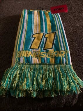 FOCO NASCAR #11 Striped Fan Scarf in Teal & Yellow